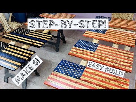 Most In-Depth Wood American Flag Build | Make Money Woodworking! | How to