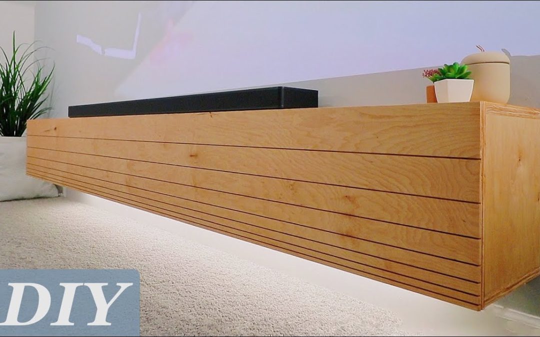 How To Build a Floating Media Console w/ Undermount LED’s | DIY Woodworking