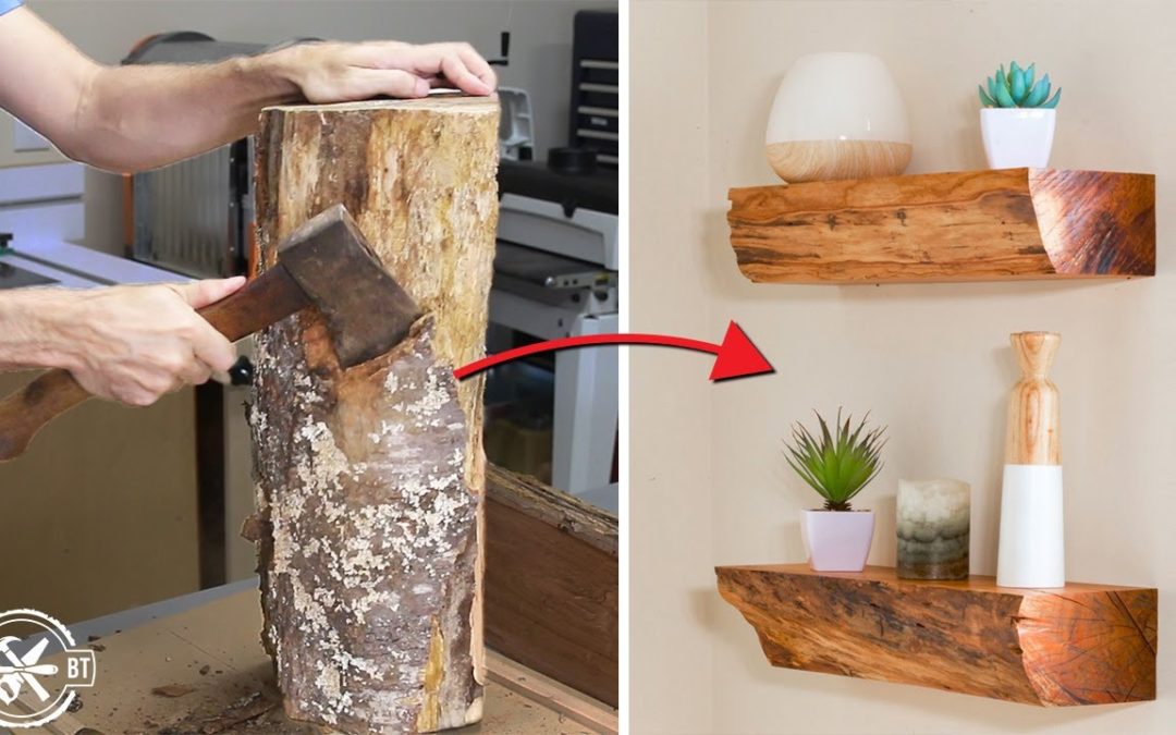 Turning an Old Log into Floating Shelves | DIY Woodworking