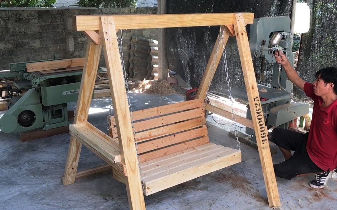 Amazing Idea Woodworking From Wood Bales // How To Build A Extremely Sturdy Wood Swing – DIY!