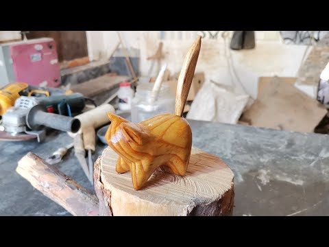 Wood carving for beginners | Wood cat carving | ASMR