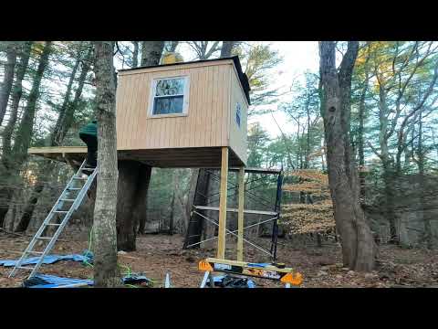 Build a Tree House with us! Part 2: Roofing , Window and Custom Door  Construction DIY Timelapse.